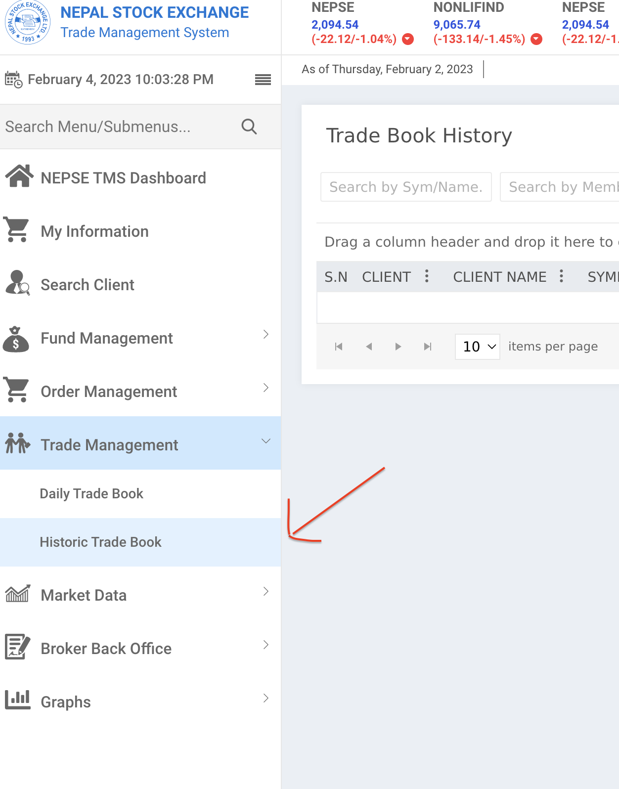 Open the Historic Trade Book