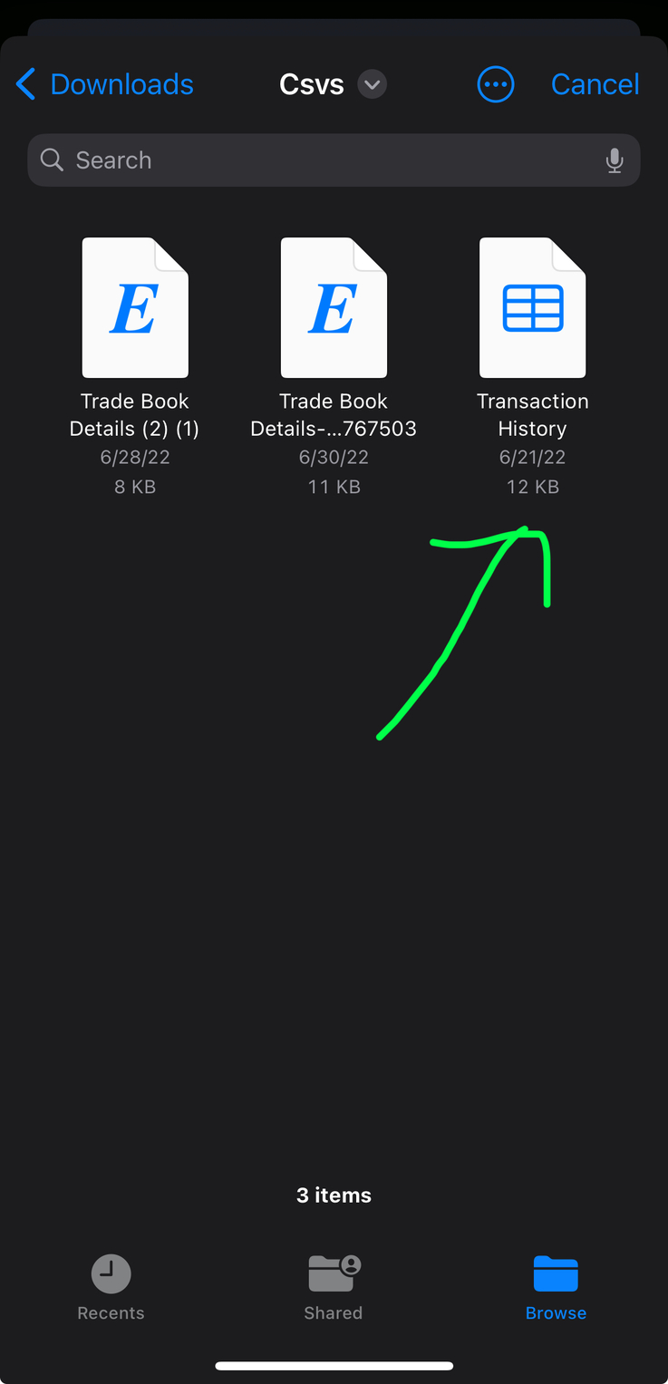 Pick the CSV you just downloaded